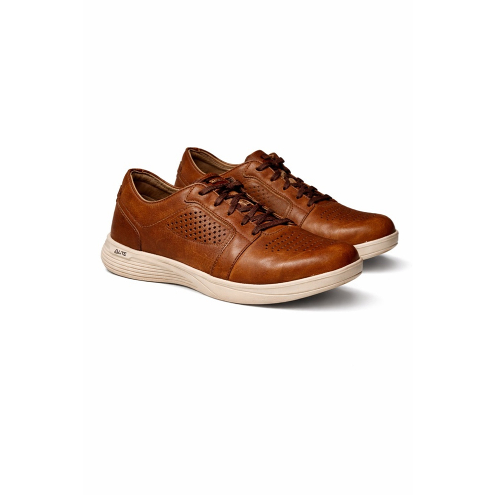 ABEO MENS LITE PRO SYSTEM 3D CORE ORTHOTIC CHESTNUT LEATHER SNEAKERS SZ 9.5